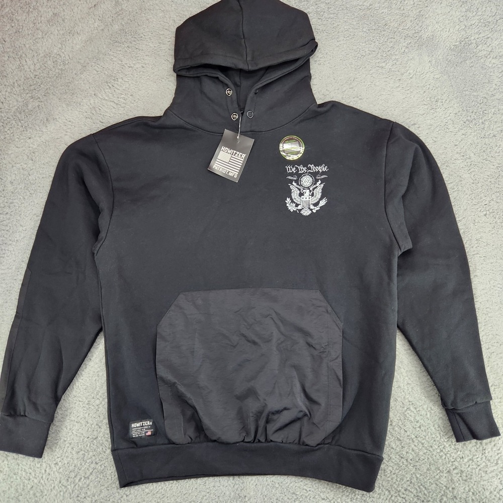 Howitzer Patriot MFG "We The People" Hoodie Mens L Black American Flag on Back